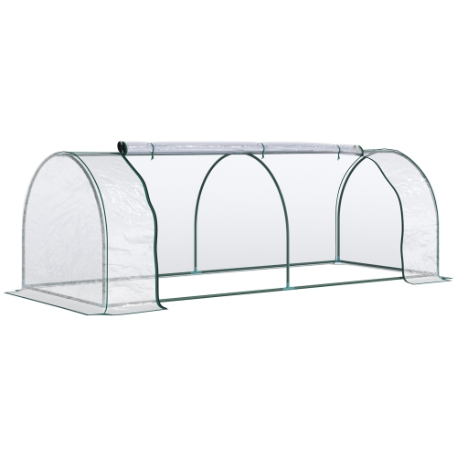 Maison portative Outsunny, 8 x 3 x 2,6 pi, mini serre, pour plantes avec portes à fermeture à glissière pour l'extérieur, l'intérieur, le jardin,