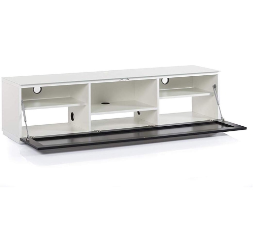 SONOROUS Studio ST-160B Wood and Glass Modern TV Stand with Hidden Wheels for Sizes up to 75" - White