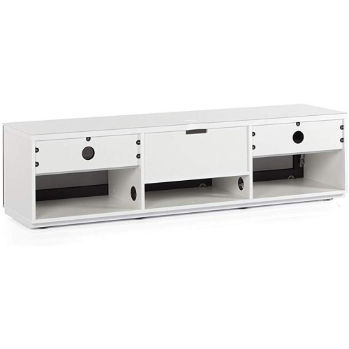 SONOROUS Studio ST-160B Wood and Glass Modern TV Stand with Hidden Wheels for Sizes up to 75" - White