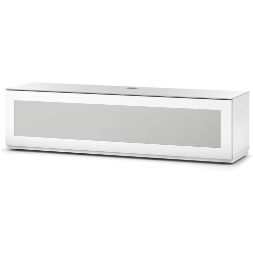 SONOROUS Studio ST-160B Wood and Glass Modern TV Stand with Hidden Wheels for Sizes up to 75" - White