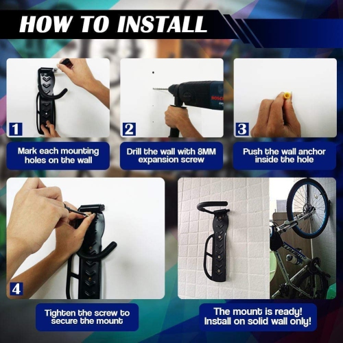 Stanz 2PCS Black MTB Road Mountain Bicycle Bike Home Storage Rack-Wall Mounted Hanger Hook