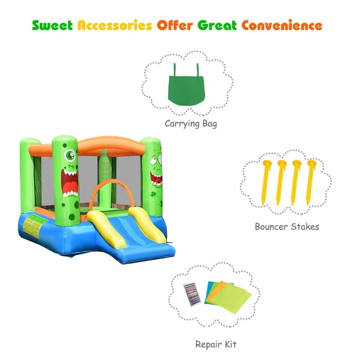 CostwayInflatable Bounce House Jumper Castle Kids Playhouse w/ Basketball Hoop & Slide