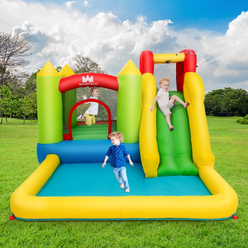 Costway Inflatable Bounce House Water Slide Jump Bouncer w/Climbing Wall and Splash Pool Blower Excluded