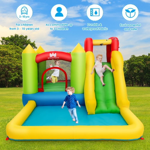 Costway Inflatable Bounce House Water Slide Jump Bouncer w/Climbing Wall and Splash Pool Blower Excluded