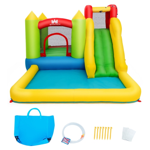 Costway Inflatable Bounce House Water Slide Jump Bouncer w/Climbing Wall and Splash Pool Blower Excluded