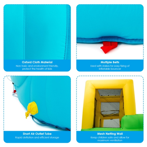 Costway Inflatable Water Park Bounce House Two-Slide Bouncer w/Climbing Wall&480W Blower