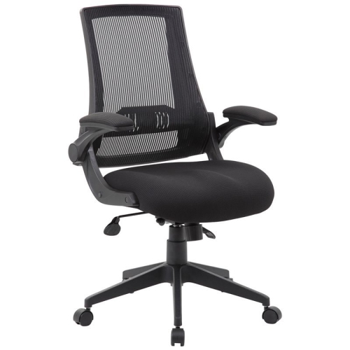 BOSS OFFICE PRODUCTS  Mesh Swivel Flip Arm Office Chair In In Black