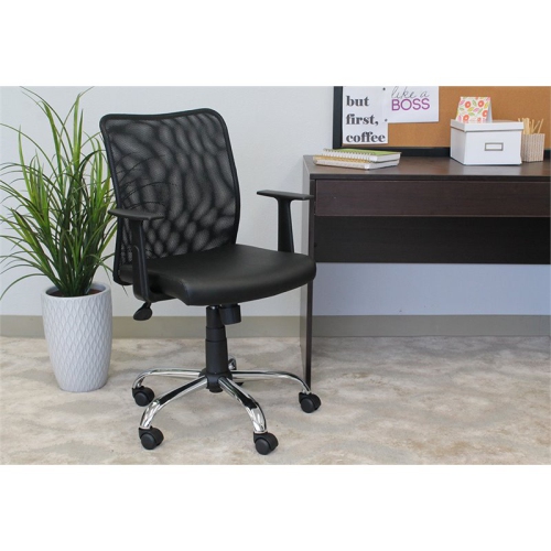 Boss Office Budget Mesh Back Swivel Task Chair in Black