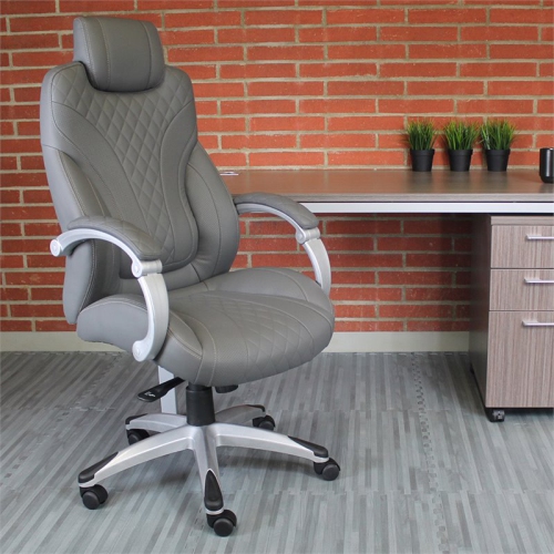 Boss Office Albany – Fauteuil de bureau pivotant en similicuir gris