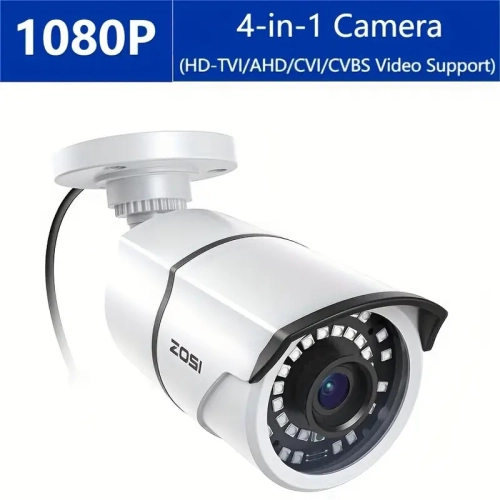 ZOSI Add-On Wired 1080P 2MP Hybrid 4-in-1 Outdoor Surveillance Camera for TVI/CVI/AHD/CVBS DVR Security Camera System, 120ft Night Vision, IP66 -