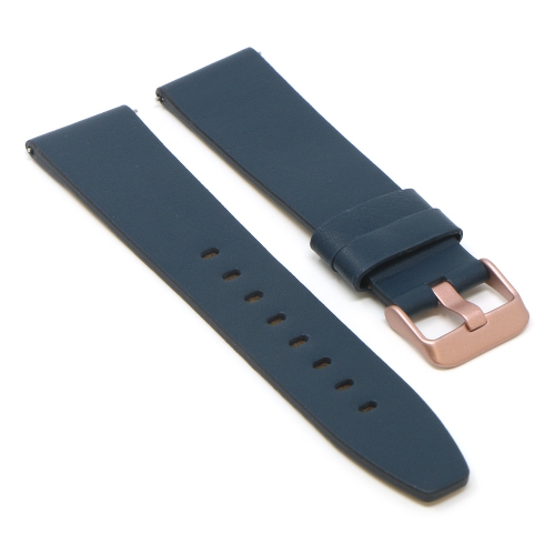 StrapsCo Smooth Leather Watch Band Strap for Fitbit Versa & Versa 2 - Medium-Long - Navy Blue