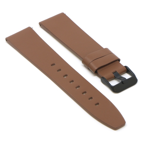 STRAPSCO  Smooth Leather Watch Band Strap for Fitbit Versa & Versa 2 - Short-Medium - (Black Buckle) In Tan