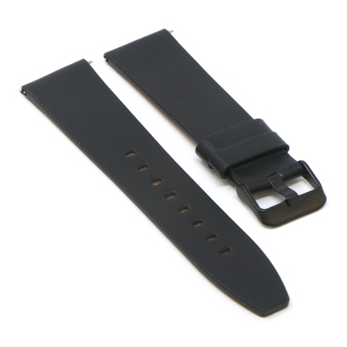 StrapsCo Smooth Leather Watch Band Strap for Fitbit Versa & Versa 2 - Short-Medium - Black