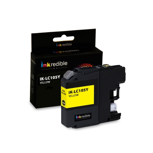 Brother LC105Y Compatible Yellow Ink Cartridge High Yield - Inkredible Ink™ - 1/Pack