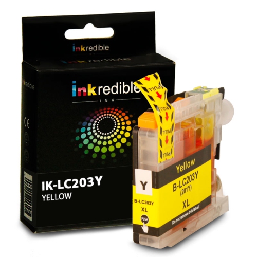 Brother LC203Y Compatible Yellow Ink Cartridge High Yield - Inkredible Ink™ - 1/Pack
