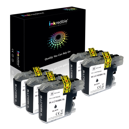 Brother LC103BK Compatible Black Ink Cartridge High Yield - Inkredible Ink™ - 5/Pack