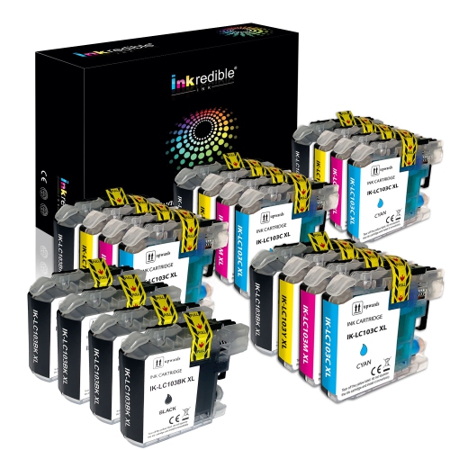 INKREDIBLE INK  Brother Lc103 Compatible Ink Cartridge Combo High Yield (Bk/c/m/y) - - 20/pack (8 Bk, 4 C, 4 M, 4 Y)