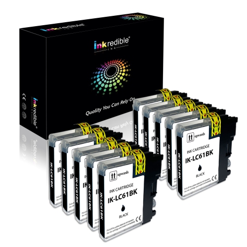 Brother LC61BK, LC65BK Compatible Black Ink Cartridge High Yield - Inkredible Ink™ - 10/Pack