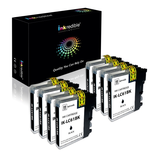 Brother LC61BK, LC65BK Compatible Black Ink Cartridge High Yield - Inkredible Ink™ - 8/Pack