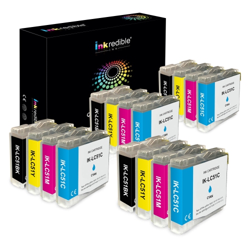 INKREDIBLE INK  Brother Lc51 Compatible Ink Cartridge Combo High Yield (Bk/c/m/y) - - 16/pack (4 Bk, 4 C, 4 M, 4 Y)