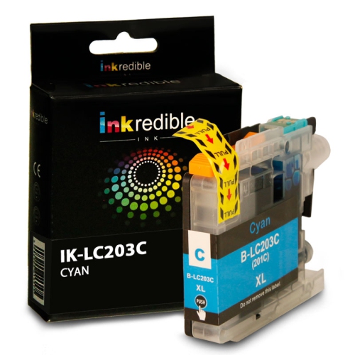 Brother LC203C Compatible Cyan Ink Cartridge High Yield - Inkredible Ink™ - 1/Pack