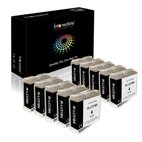 Brother LC103BK Compatible Black Ink Cartridge High Yield - Inkredible Ink™ - 10/Pack