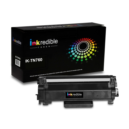 Brother TN760 Compatible Black Toner Cartridge High Yield - Inkredible Toner™ - 1/Pack
