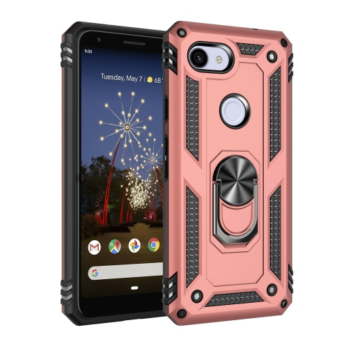 【CSmart】 Anti-Drop Hybrid Magnetic Hard Armor Case with Ring Holder for Pixel 3a, Rose Gold