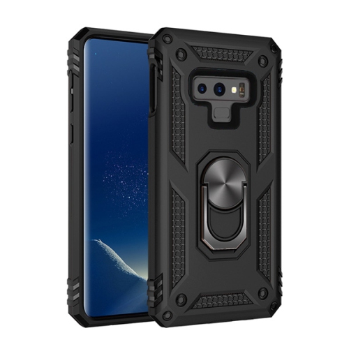 Étui rigide magnétique hybride anti-chute avec porte-anneau pour Samsung Note 9, noir