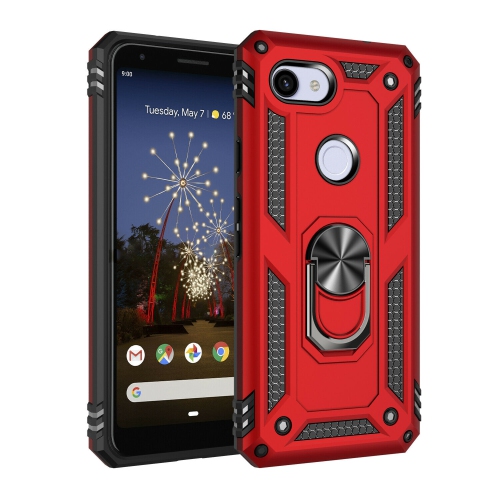 【CSmart】 Anti-Drop Hybrid Magnetic Hard Armor Case with Ring Holder for Pixel 3a XL, Red