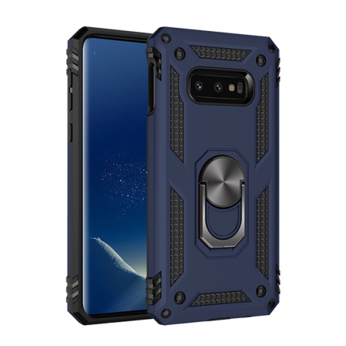 Étui rigide magnétique hybride anti-chute avec porte-anneau pour Samsung Galaxy S8, bleu marine