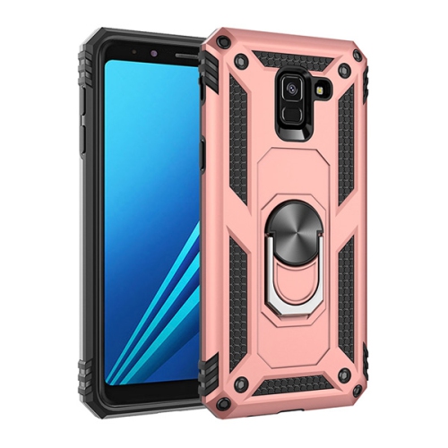 Étui rigide magnétique hybride anti-chute avec porte-anneau pour Samsung Galaxy S9 Plus, or rose