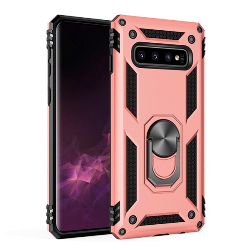 【CSmart personnalisé de protection magnétique hybride contre les chutes avec support à anneau pour Galaxy S10 de Samsung, rose doré