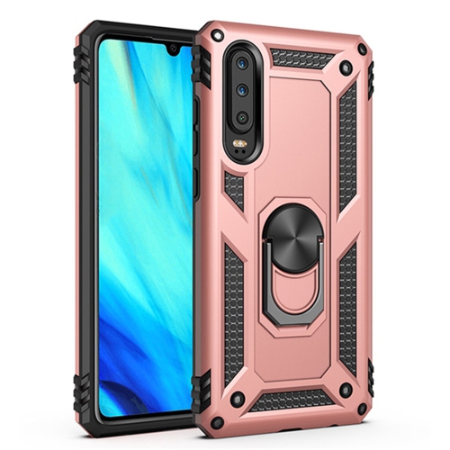 【CSmart】 Anti-Drop Hybrid Magnetic Hard Armor Case with Ring Holder for Samsung Galaxy A50 / A50s, Rose Gold