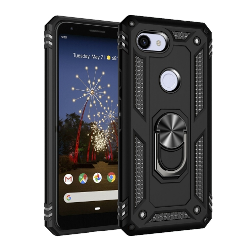 Étui rigide magnétique hybride anti-chute avec porte-anneau pour Pixel 3a XL, noir