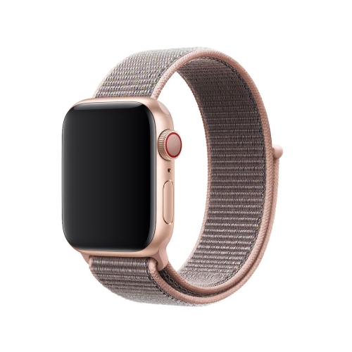 Bracelet de remplacement pour boucle de sport en nylon tissé pour Apple Watch iWatch Series 1 to 7 SE, 42mm 44mm 45mm, or rose