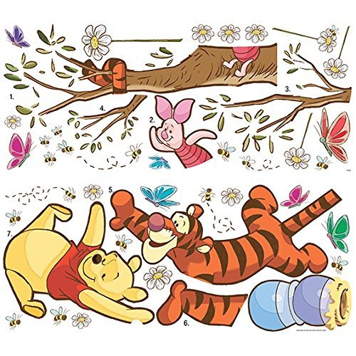 YORK WALLCOVERING  Roommates Rmk2463Gm Winnie The Pooh Swinging for Honey Peel And Stick Giant Wall Decals, 1-Pack