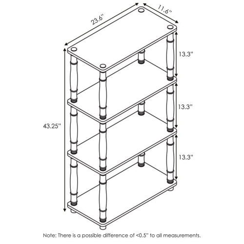 Furinno Turn-N-Tube Wood 4-Tier Shelf Display Rack w/ Classic Tubes in Oak Gray