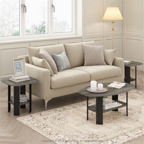 Furinno Engineered Wood Simple Design Coffee Table in French Oak Gray/Black