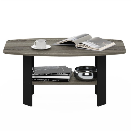 Furinno Engineered Wood Simple Design Coffee Table in French Oak Gray/Black