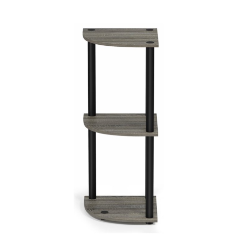 Furinno Turn-N-Tube Wood 3-Tier Corner Display Rack in French Oak Gray/Black