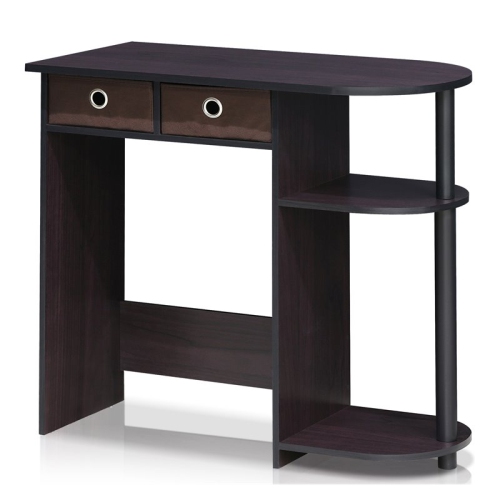 FURINNO  Go Wood Home Laptop Notebook Computer Desk In Dark Walnut In Green