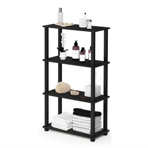 Furinno Turn-S-Tube Wood 4-Tier Shelf Display Rack in Espresso/Black