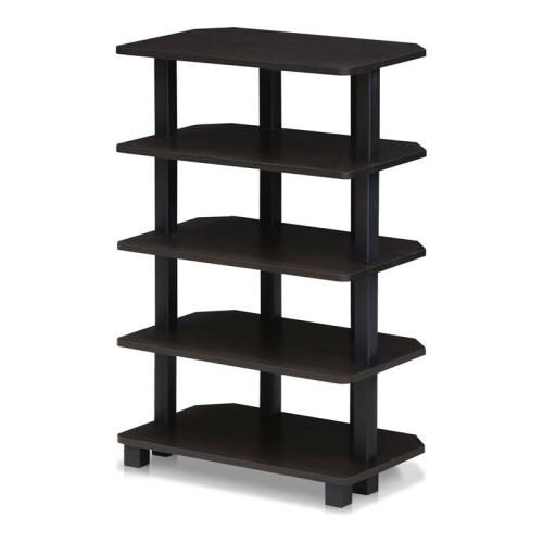 FURINNO  Turn-N-Tube Wood 5-Tier Corner Storage Shelf In Espresso/black