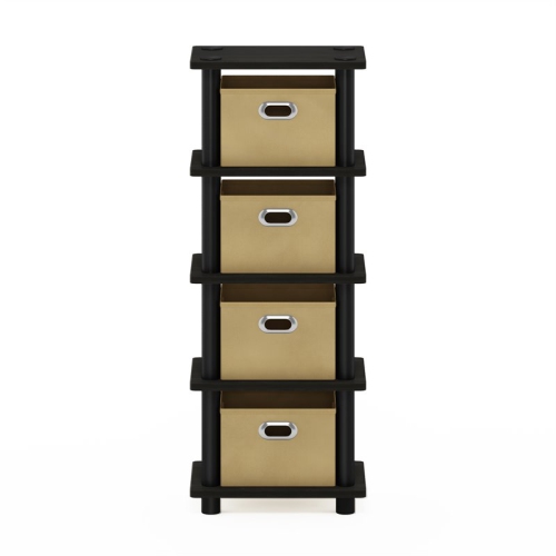 Furinno Turn-N-Tube Engineered Wood 4-Bins System Rack in Espresso/Black