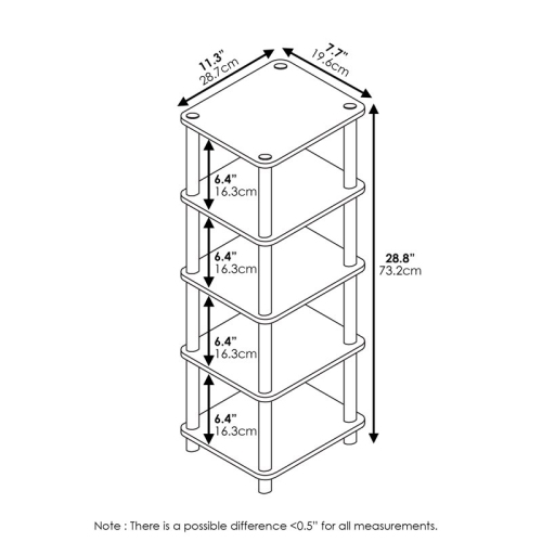 Furinno Turn-N-Tube Engineered Wood 4-Bins System Rack in Espresso/Black