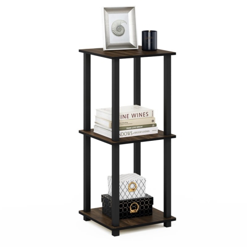 Furinno Engineered Wood Simplistic End Table in Columbia Walnut/Black