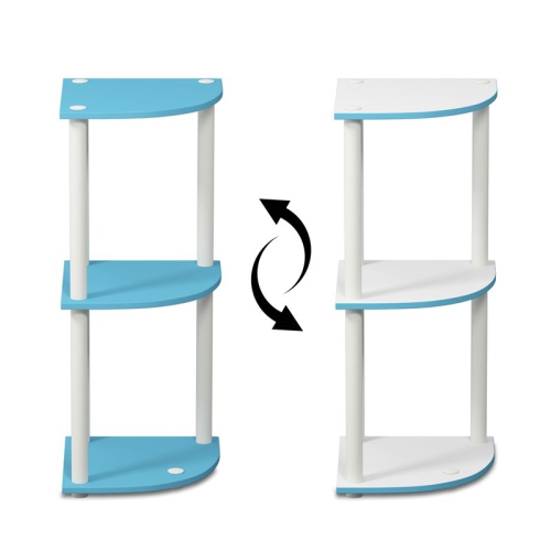 Furinno Turn-N-Tube Wood 3-Tier Corner Display Rack in Light Blue/White