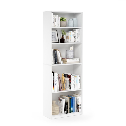 Furinno JAYA Engineered Wood Simple Home 5-Shelf Bookcase in White