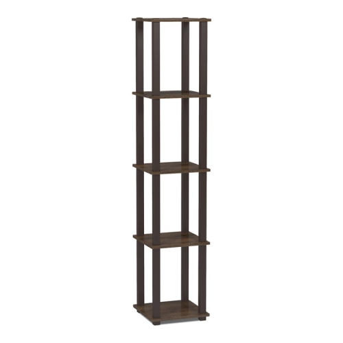 FURINNO  Turn-S-Tube Wood 5-Tier Corner Rack Display Shelf In Walnut/brown